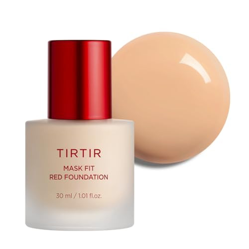 TIRTIR Mask Fit Red FoundationㅣLong Lasting Flawless Coverage, Energy Essence, Lightweight, Hydrating, Pore-Blurring, Breathable Satin Finish, Makeup, Radiant Skin, #23N Sand, 1.01 Fl Oz | Amazon (US)