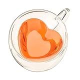 Pinky Up Kendall Heart Shaped Glass Tea Mug with Handle, Double Walled Insulated 8 oz Cup, Clear | Amazon (US)