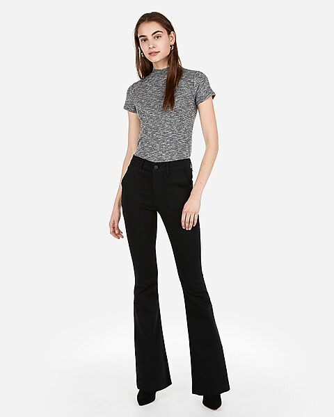 high waisted black bell flare jeans | Express