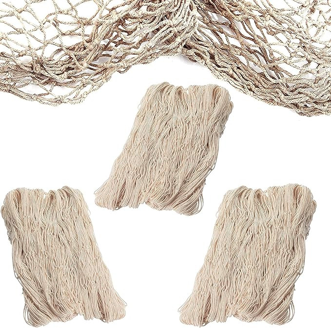 4E's Novelty Fish Net Decorative - Pack of 3 - Natural Cotton Fishnet Decor - Each 14 x 4 feet - ... | Amazon (US)