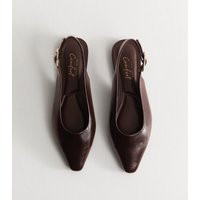 Women's Dark Burgundy Faux Leather Pointed Toe Slingback Pumps Vegan New Look | New Look (UK)