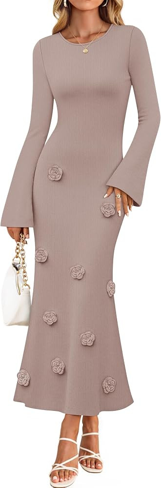 ZESICA Winter Wedding Guest Sweater Dresses for Women 2025 Elegant Formal Long Sleeve Cocktail Mi... | Amazon (US)