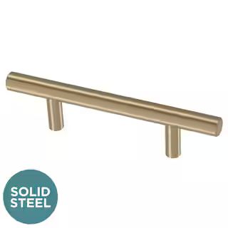 Solid Bar 3-3/4 in. (96 mm) Modern Champagne Bronze Cabinet Drawer Bar Pull | The Home Depot