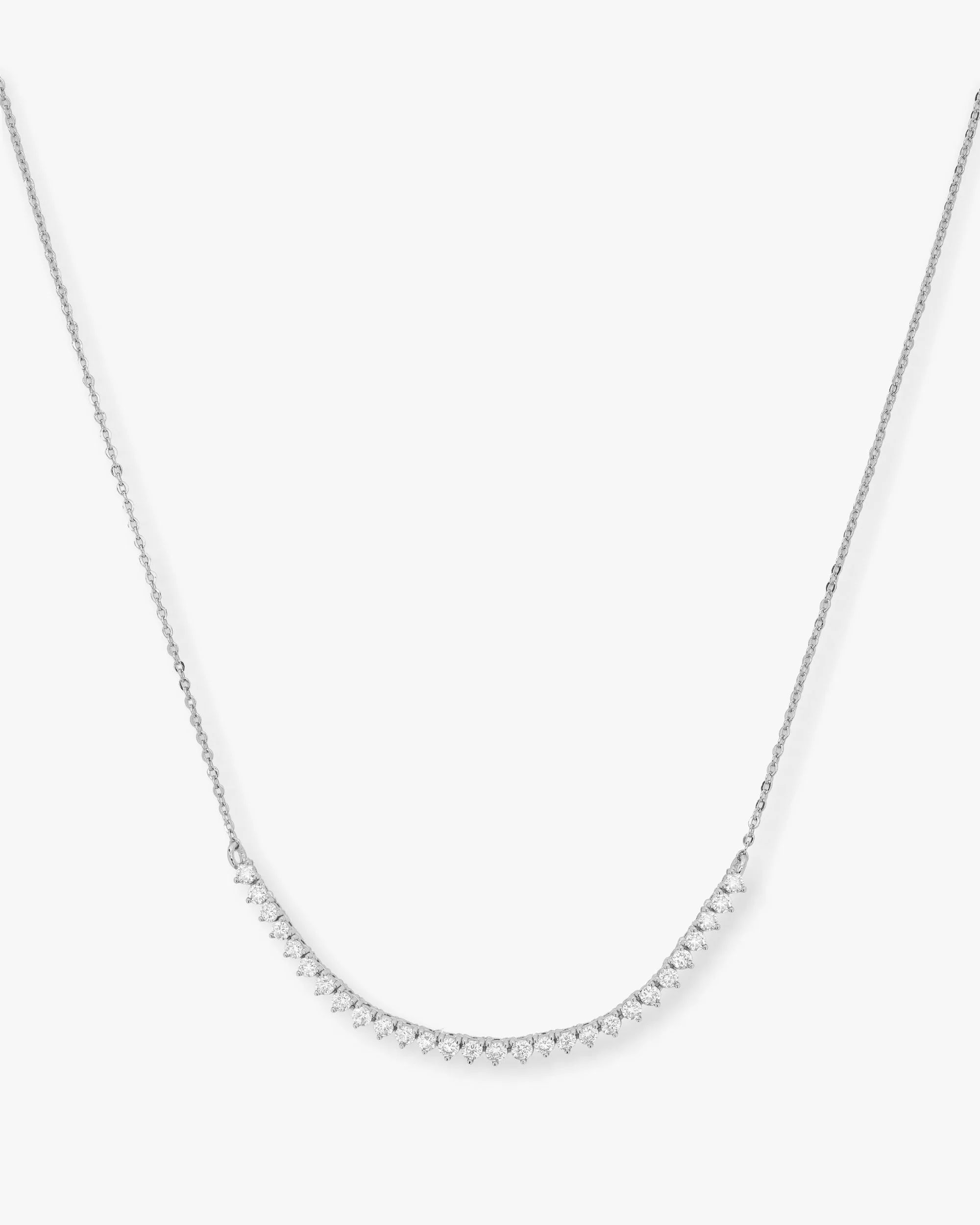 Baby Not Your Basic Tennis Chain Necklace - Silver|White Diamondettes | Melinda Maria