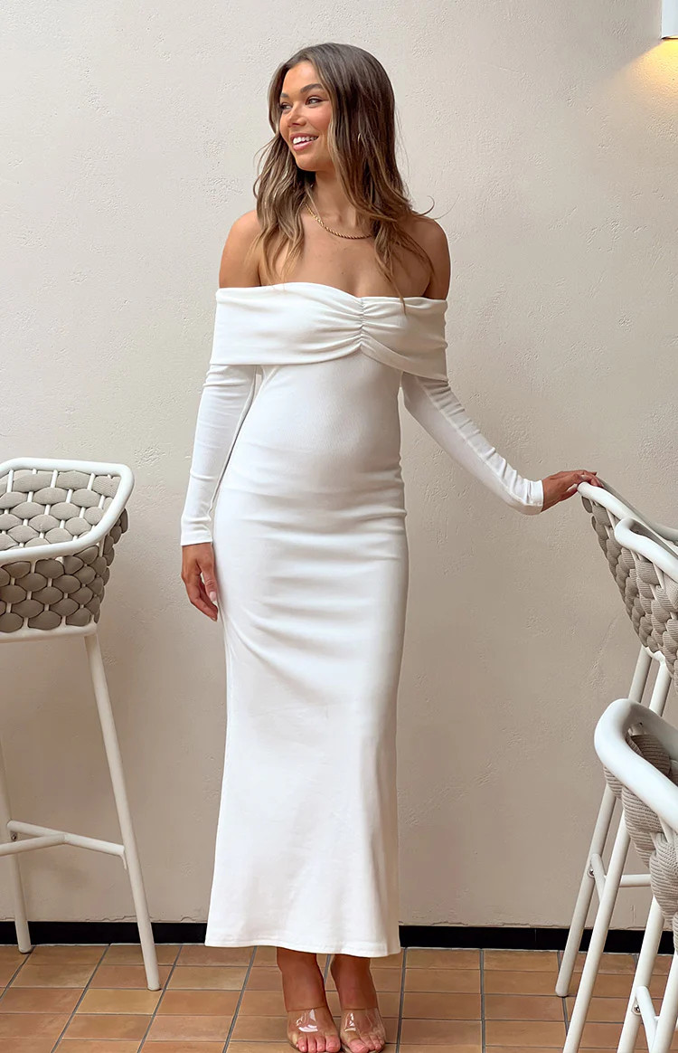Tuesday White Long Sleeve Maxi Dress | Beginning Boutique (AU)