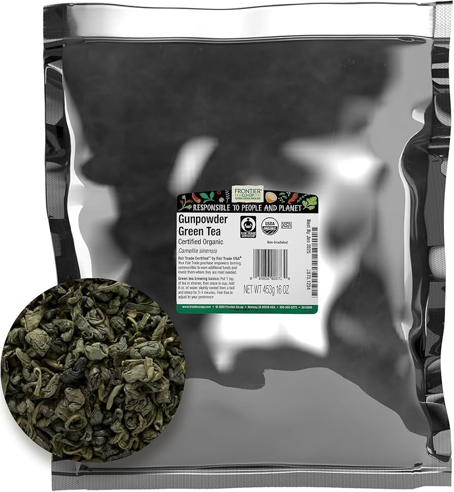 Frontier Co-op Organic Gunpowder Green Tea Leaves, 1-Pound Bulk, Smokey Green Tea, Maintains Fres... | Amazon (US)