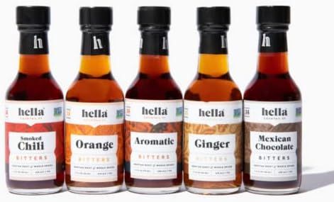 Hella Cocktail Co. 5-Pack Bitters Bar Set (8.5 Fl Oz Total) - Craft Aromatic, Orange, Ginger, Mexica | Amazon (US)