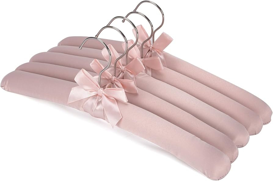 NEOVIVA 15 Inch Anti Slip Satin Padded Clothes Hangers for Women Pink Satin Padded Hangers for Wo... | Amazon (US)