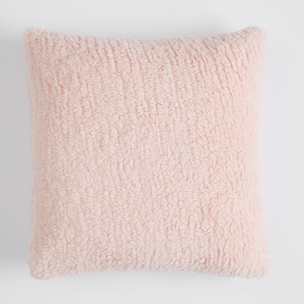 Cozy Recycled Sherpa Pillow Cover, 18x18, Powdered Blush | Pottery Barn Teen