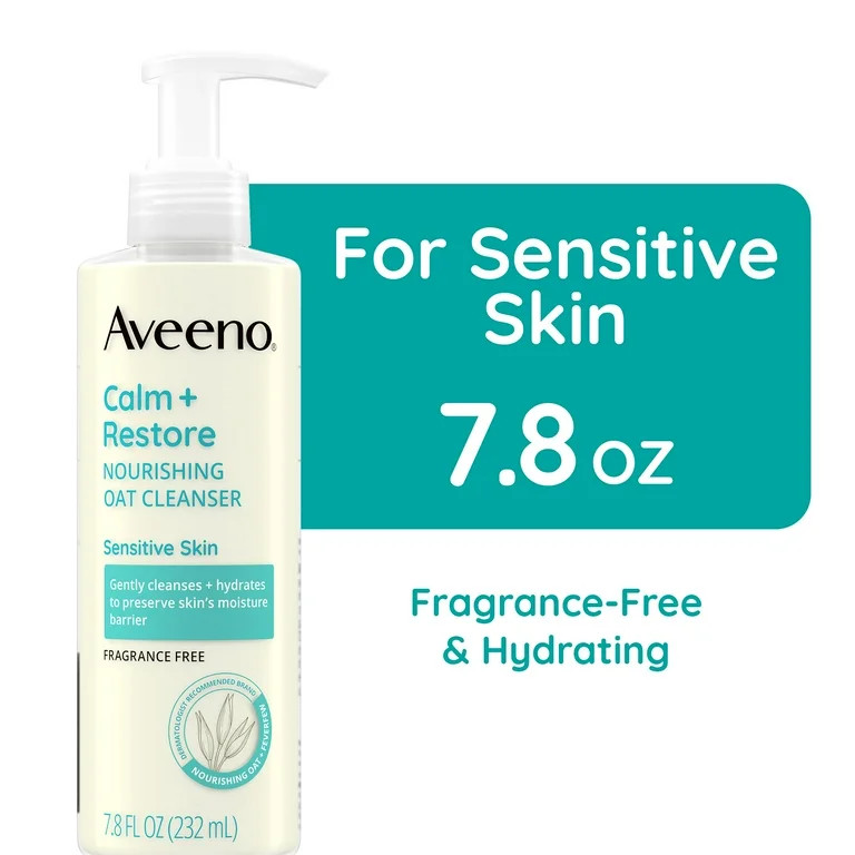 Aveeno Calm + Restore Gentle Nourishing Oat Face Cleanser, 7.8 fl. oz | Walmart (US)