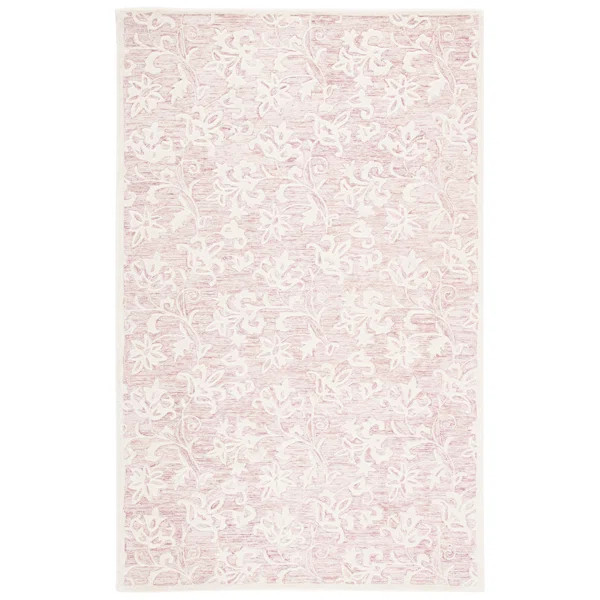 Handmade Wool Pink / Ivory Rug | Wayfair North America