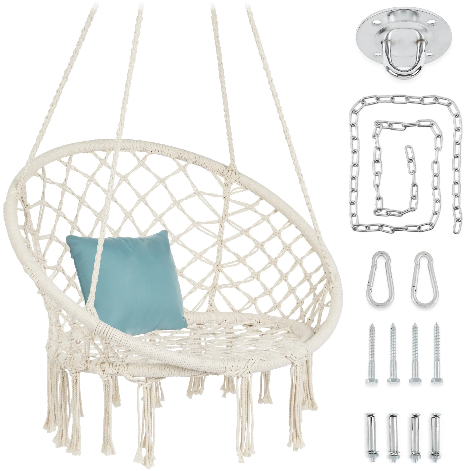 Best Choice Products Macramé Hanging Chair, Handwoven Cotton Hammock Swing w/ Mounting Hardware ... | Walmart (US)