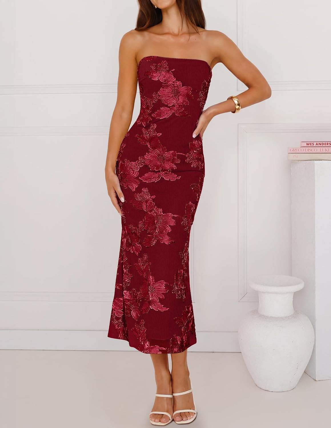 ZESICA 2026 Summer Strapless Floral Cocktail Wedding Guest Dress for Women | Amazon (US)