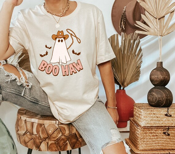 Halloween Shirt, Fall Shirt, Cowgirl Ghost, Cute Ghost Shirt, Boo Haw Ghost T-shirt, Retro Ghost ... | Etsy (US)