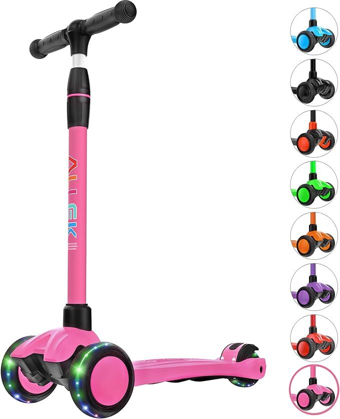 Allek Kick Scooter B03, Lean 'N Glide 3-Wheeled Push Scooter with Extra Wide PU Light-Up Wheels, ... | Amazon (US)