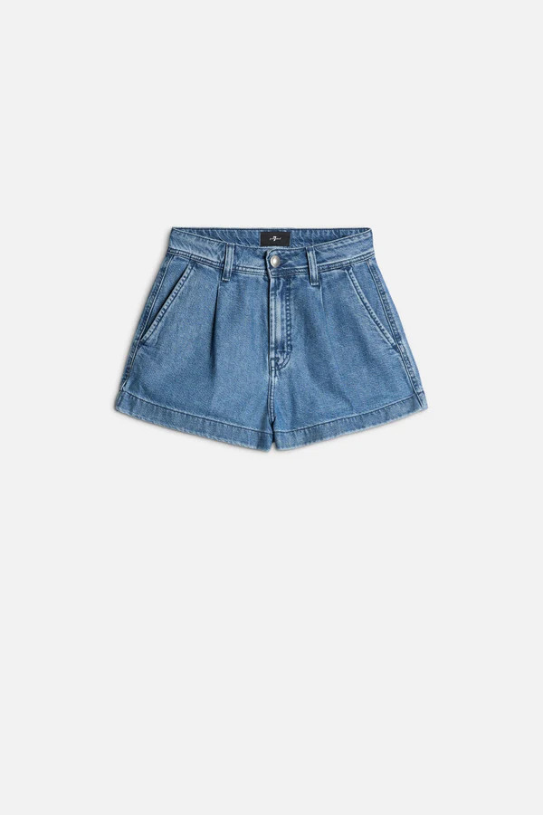 Weightless Denim Pleated Short | 7 For All Mankind