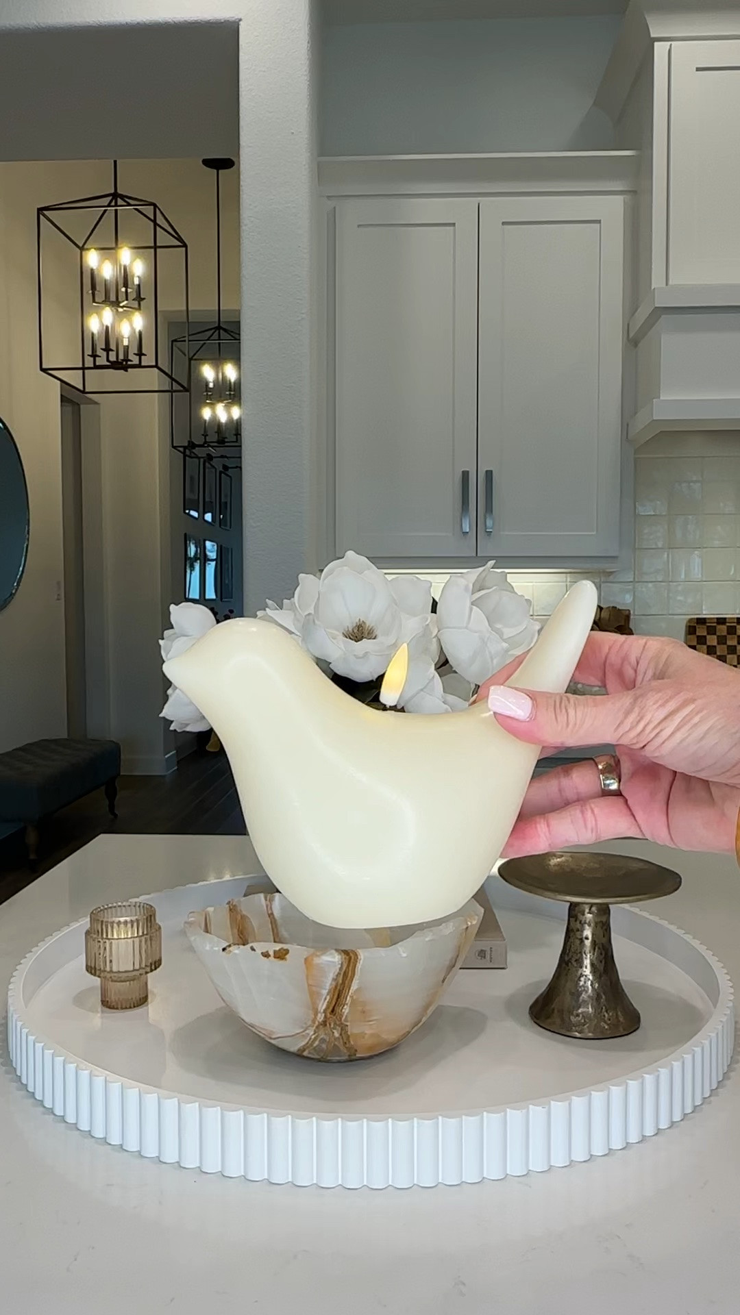 Wax bird flameless candle