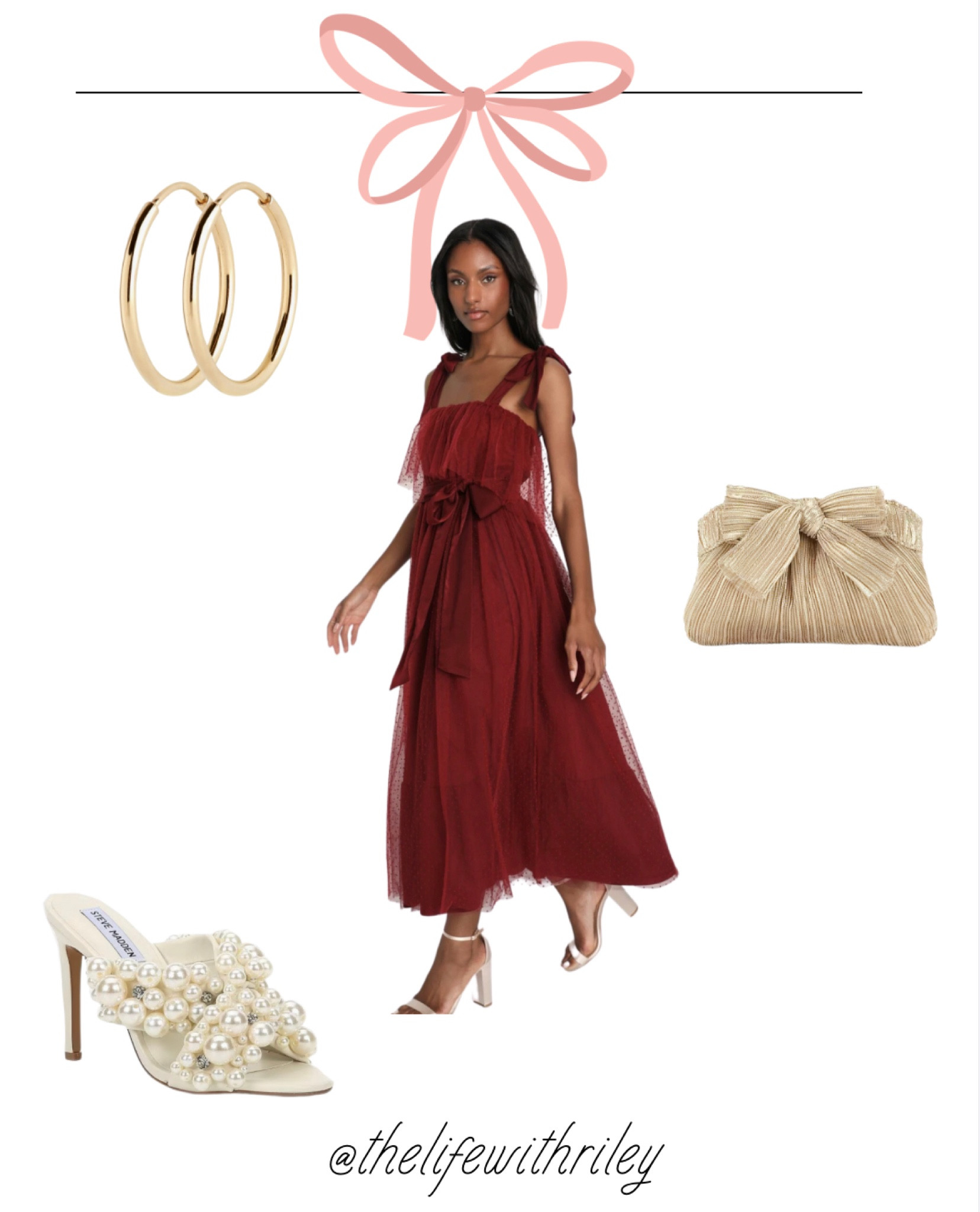 Fall Wedding Guest Dress 

Red dress, tie strap dress, bow bag, evening bag, pearl heels, gold hoops, classic wedding guest dress, wedding guest look 

#LTKSeasonal #LTKwedding #LTKstyletip