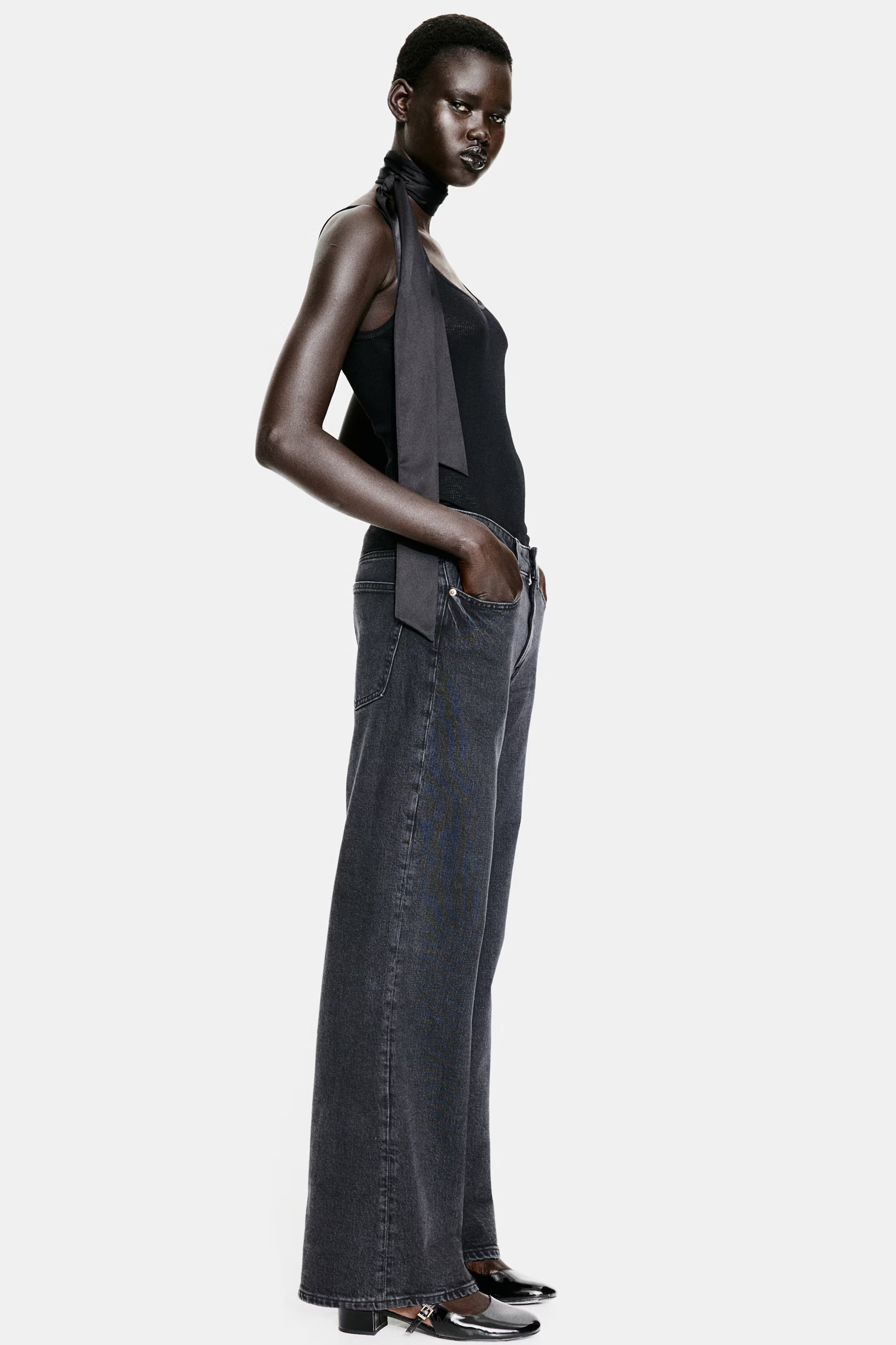 Wide High Jeans - Dark denim gray - Ladies | H&M US | H&M (US + CA)