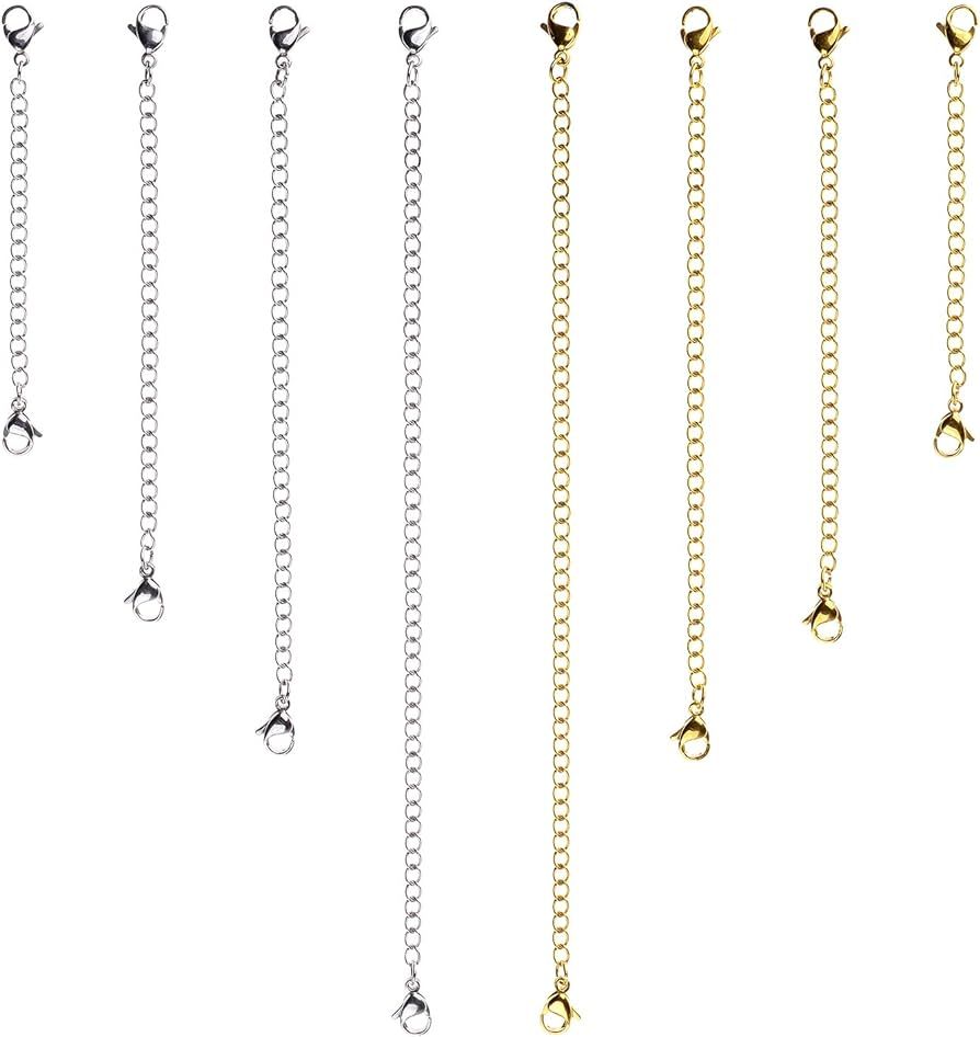 D-buy 8 Pcs Stainless Steel Necklace Extender Bracelet Extender Extender Chain Set 4 Different Le... | Amazon (US)
