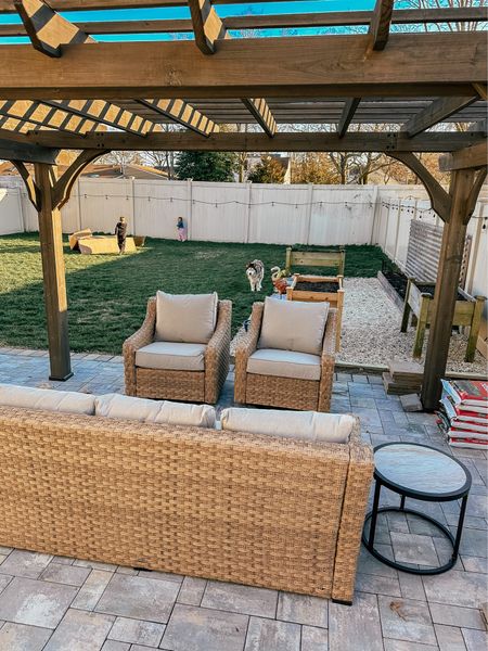 Loving our new outdoor patio set! 

I was looking for something with Serena and lily vibes for a fraction of the cost and this is it!!

It’s currently on sale with $200 off for $1200 total - it comes with a coach, 2 chairs, 2 nesting tables and covers!

#LTKSeasonal #LTKhome #LTKsalealert