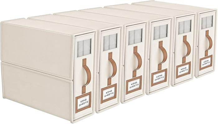 6 Pack Bed Sheets Organizers And Storage (King Size),Foldable Sheet Organizer With Handle For Lin... | Amazon (US)
