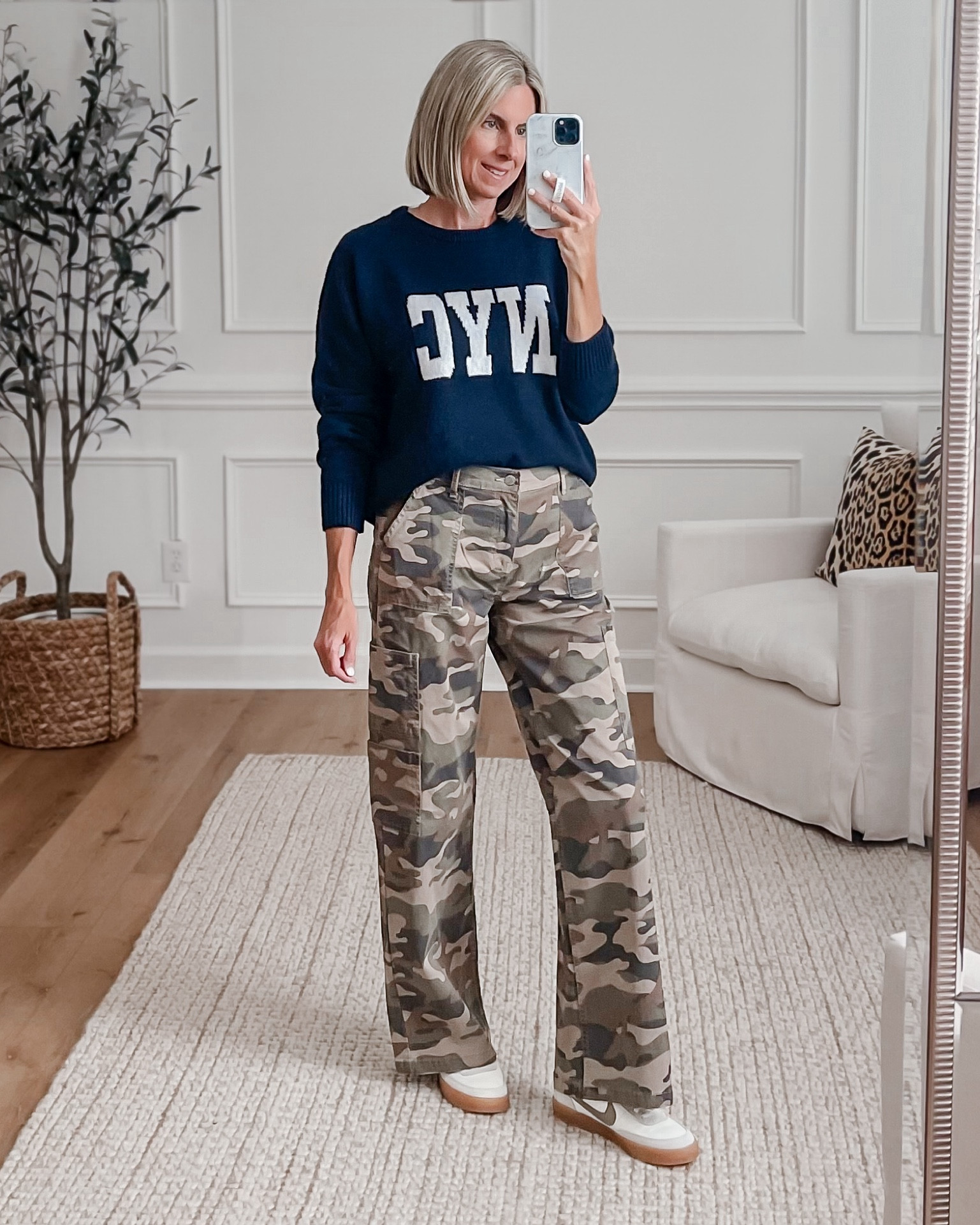 $17 Wide leg cargo camo pants wearing a small 
If you are still unsure of the camo trend this is great pair to try it out without breaking the bank. Sweater is soft, warm and the perfect cropped length. Can easily tuck it, in a small





Fall outfit ideas
Walmart fashion 
Walmart fall outfits 

#LTKFindsUnder50 #LTKSeasonal #LTKStyleTip