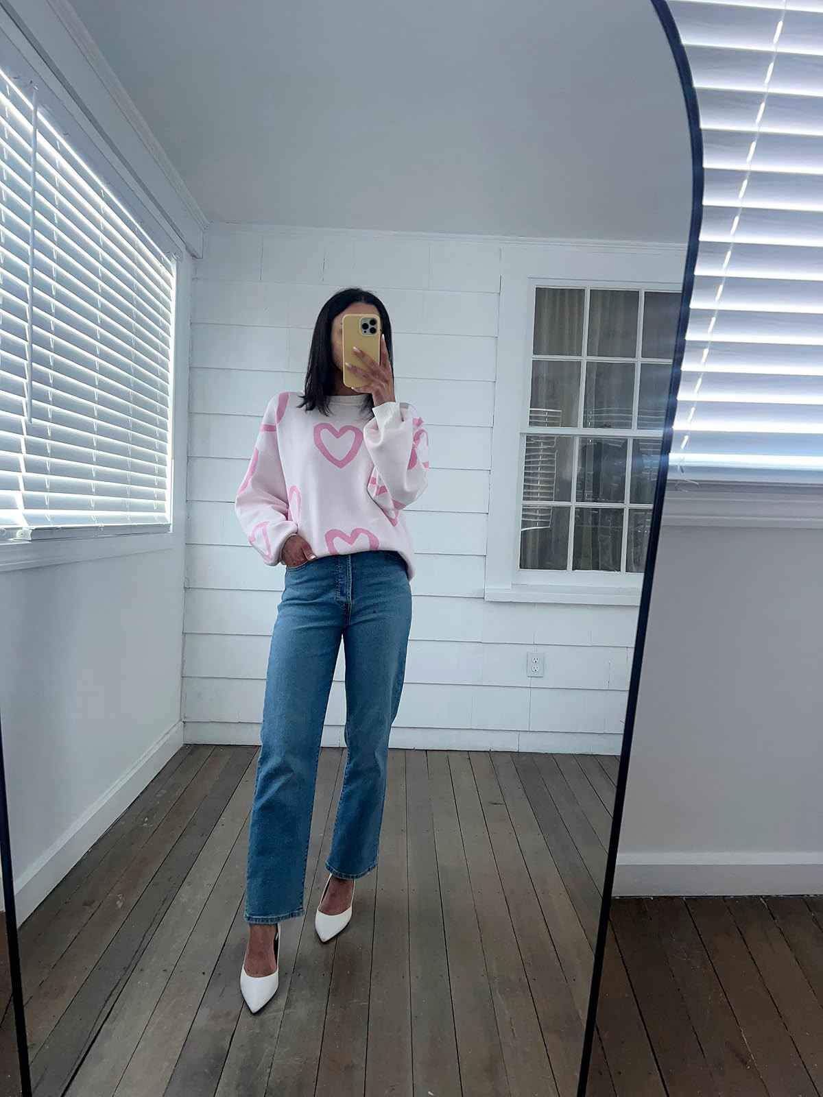 Valentines day outfit- jeans in 24, heels true to size, sweater in S
 

 #LTKPetite #LTKFindsUnder100