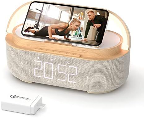 【2022 Newest】Digital Alarm Clock Radio with Bluetooth Speaker, Night Light, 15W Wireless Char... | Amazon (US)