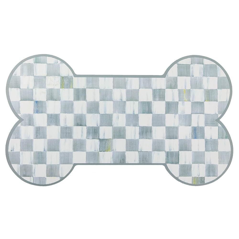MACKENZIE-CHILDS Pup Placemat, Cute Pet-Food Mat for Dog Bowls and Cat Bowls, Gray-and-White Ster... | Amazon (US)