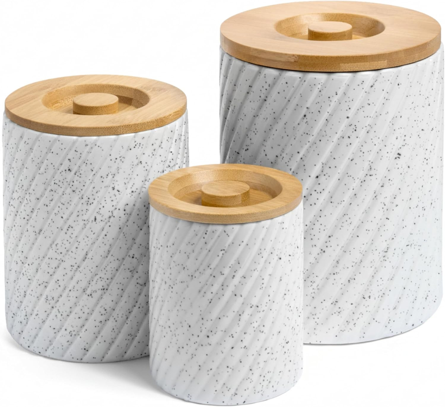 Ceramic Canister Set for Kitchen Countertop & Pantry – 3 Airtight Food Storage Containers for F... | Amazon (US)