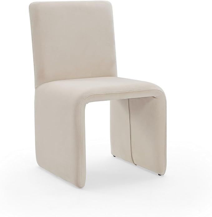 Benjara Winny 20 Inch Dining Chair, Waterfall Seat, Velvet Upholstery, Cream | Amazon (US)