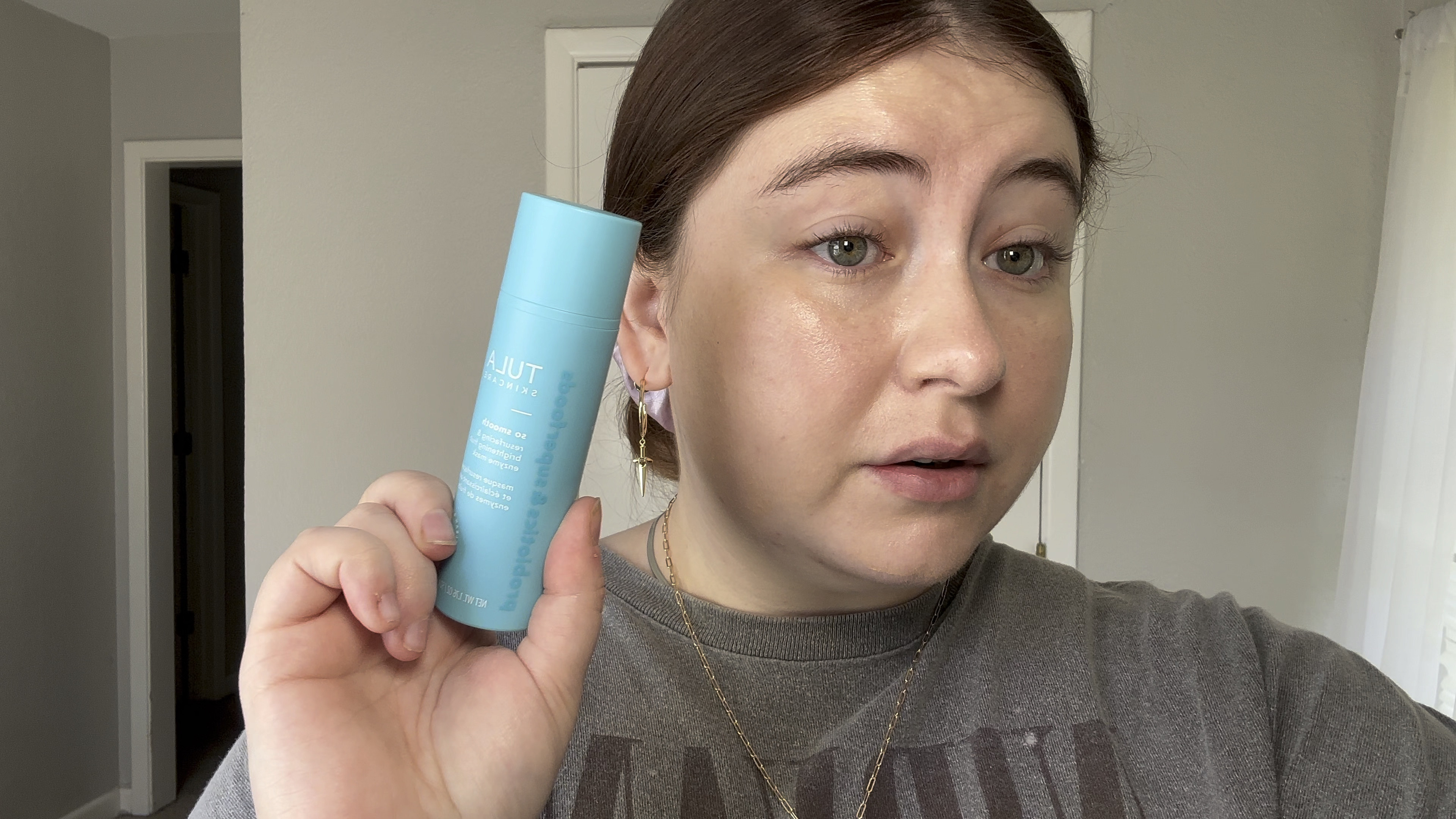 Tula enzyme mask is my favorite mask right now! Helps with texture and brightening my skin. 

This powerful gel-like resurfacing enzyme mask reveals smoother & brighter-looking skin in a matter of minutes. Pineapple, pumpkin & pomegranate enzymes combine with AHA, BHA & PHA gentle acids to quickly exfoliate & polish skin—plus help soften & even the look of tone with each use. 
Prebiotics & probiotic extracts help keep skin balance in check. When applied, a subtle tingly sensation lets you know the mask is getting to work. The 10-minute countdown to radiance starts now.

#LTKstyletip #LTKunder100 #LTKbeauty
