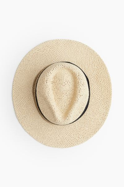 Straw hat - Beige/Black - Ladies | H&M GB | H&M (UK, MY, IN, SG, PH, TW, HK)