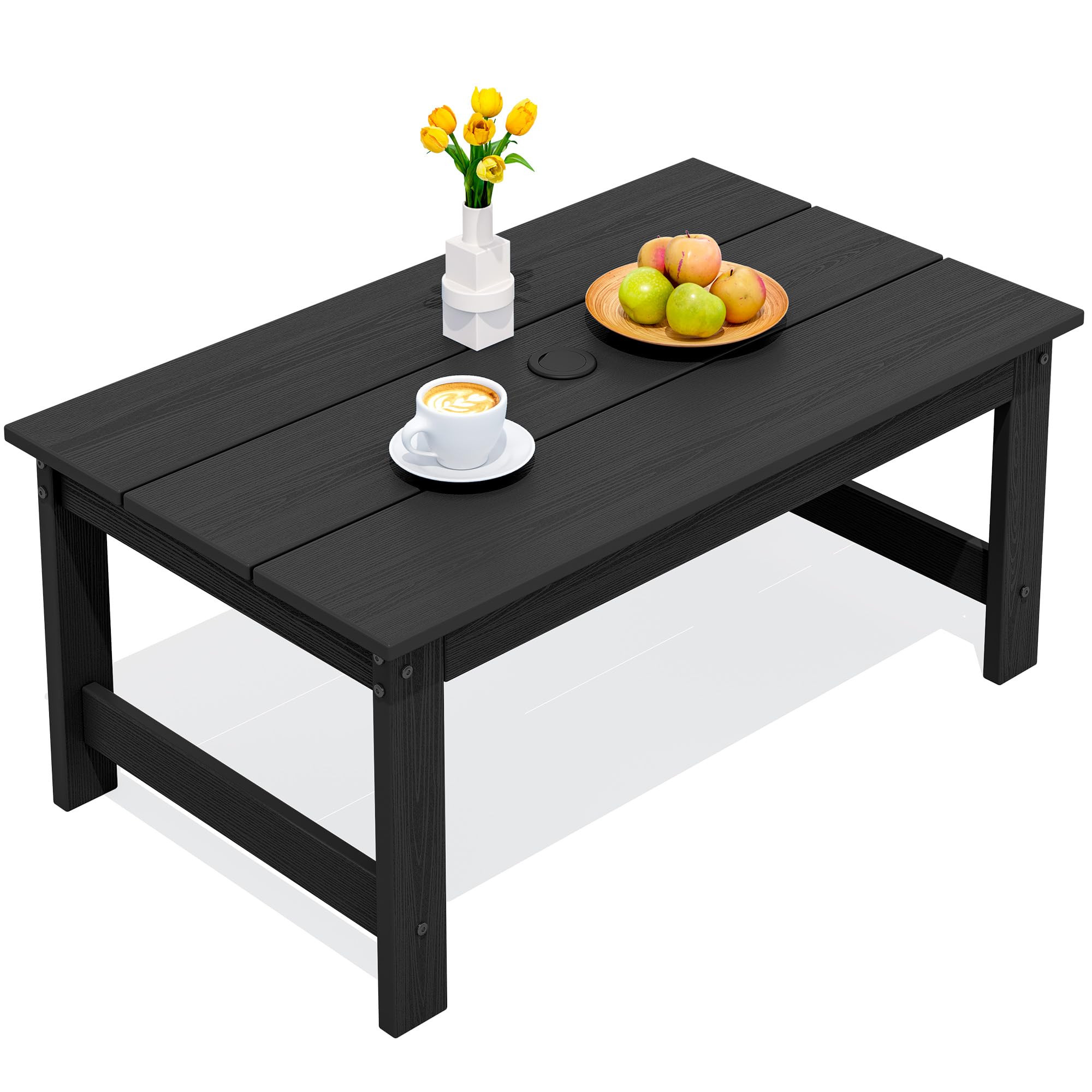 SERWALL HDPE Patio Coffee Table for Balcony, Deck, Black | Amazon (US)