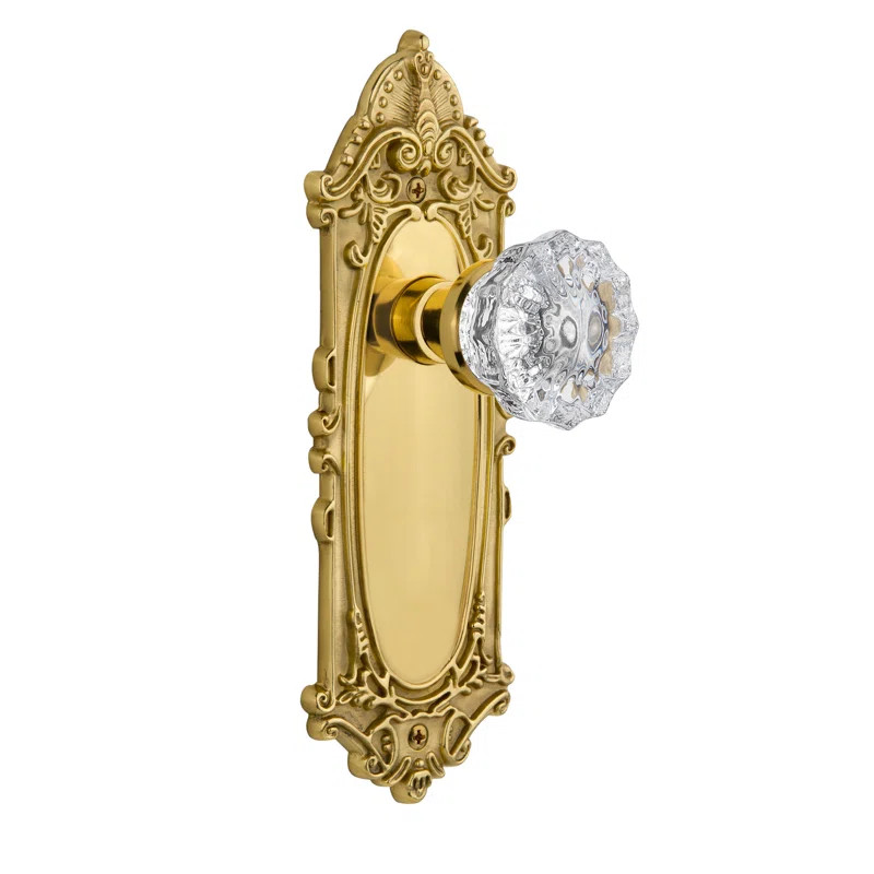 Clear Crystal Privacy Door Knob with Victorian Long Plate | Wayfair North America