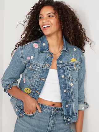Embroidered Graphic Jean Jacket For Women | Old Navy (US)