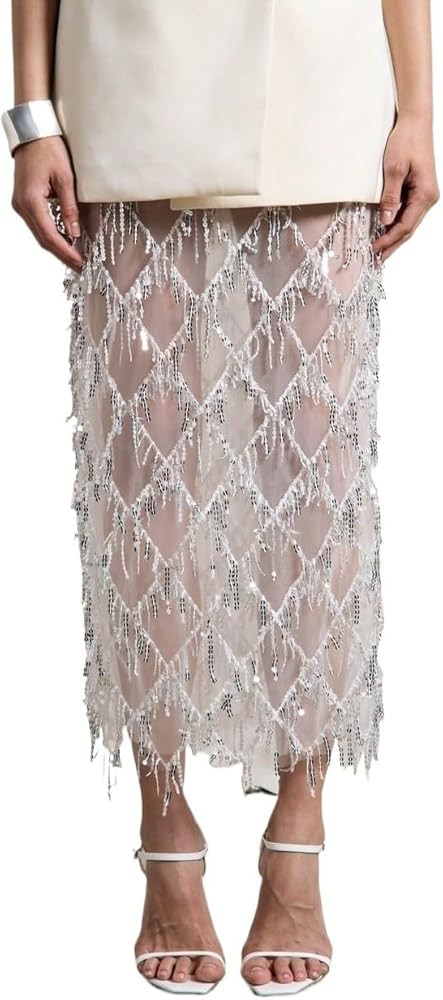 maxi skirts for women Sequin Straight Midi Skirt For Party | Amazon (US)