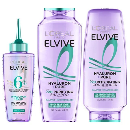 L Oreal Paris Elvive Hyaluron Pure Shampoo Conditioner and Serum Set for Oily Hair 13.5 fl oz | Walmart (US)