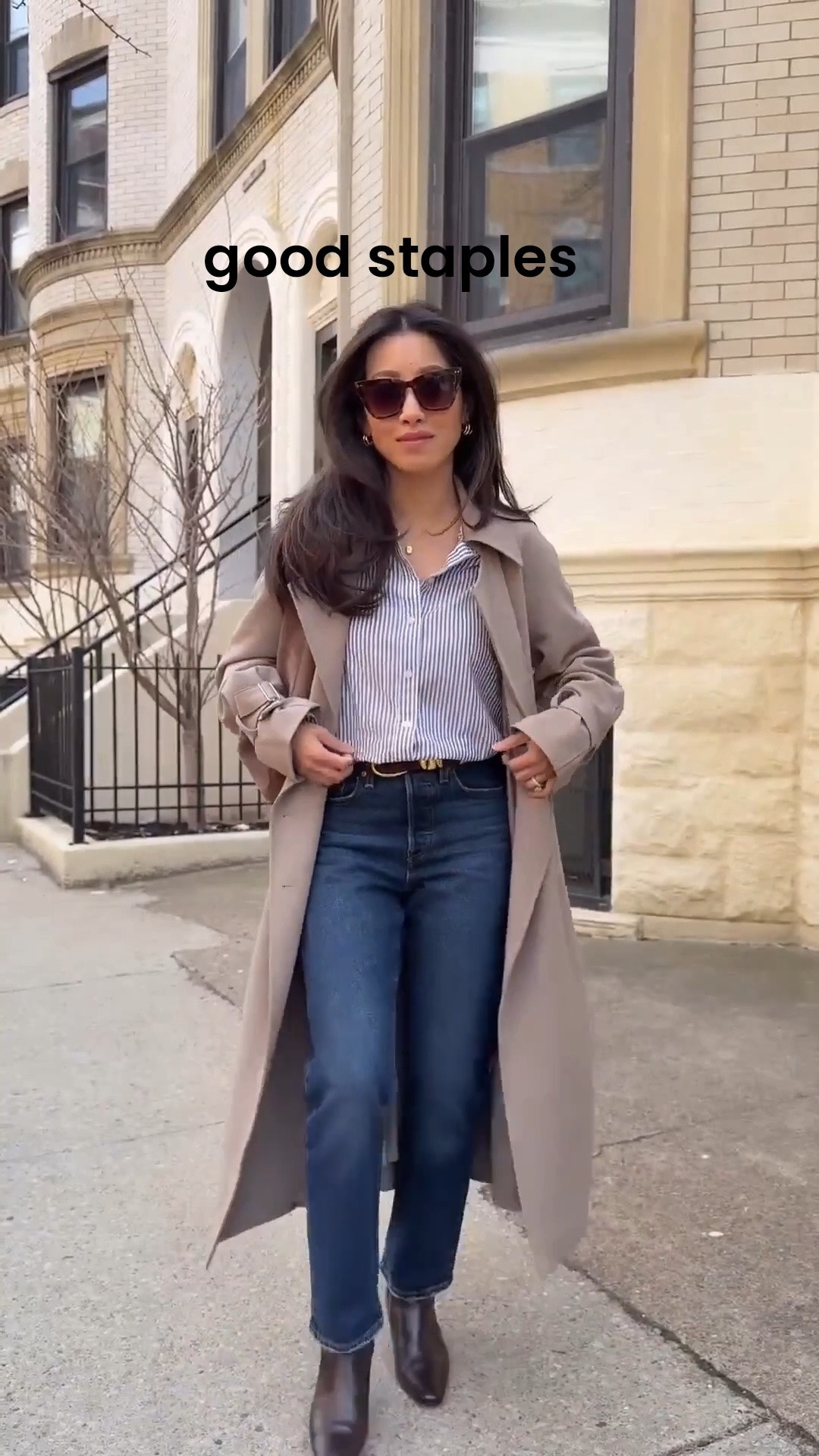 Jeans on sale! Size up at waist
• jeans “indifferent indigo” size up due to low stretch, I’m in 25 x 26 length perfect for petites. I also have Invest Access medium wash 
• Oak Fort oversized trench xxs, use code JEANTRENCH for discount, size down if you can. runs big so I always wear with belt cinched tightly in the back, very nice drape.

• Madewell boots 5.5
• Madewell belt xxs 
• old Everlane shirt

FYI oak fort requires customers to pay for return shipping so it may be worth it to get Checkout+ at checkout if you might need to return an item 

Petite friendly, staple fall pieces, easy mom outfit

#LTKPetite #LTKSeasonal #LTKSaleAlert