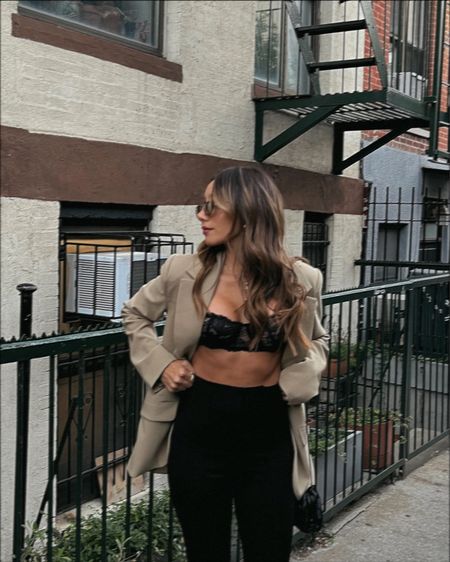 Blazer and trousers from Revolve with balconette bralette early fall look for NYC 

#LTKSeasonal #LTKstyletip #LTKtravel
