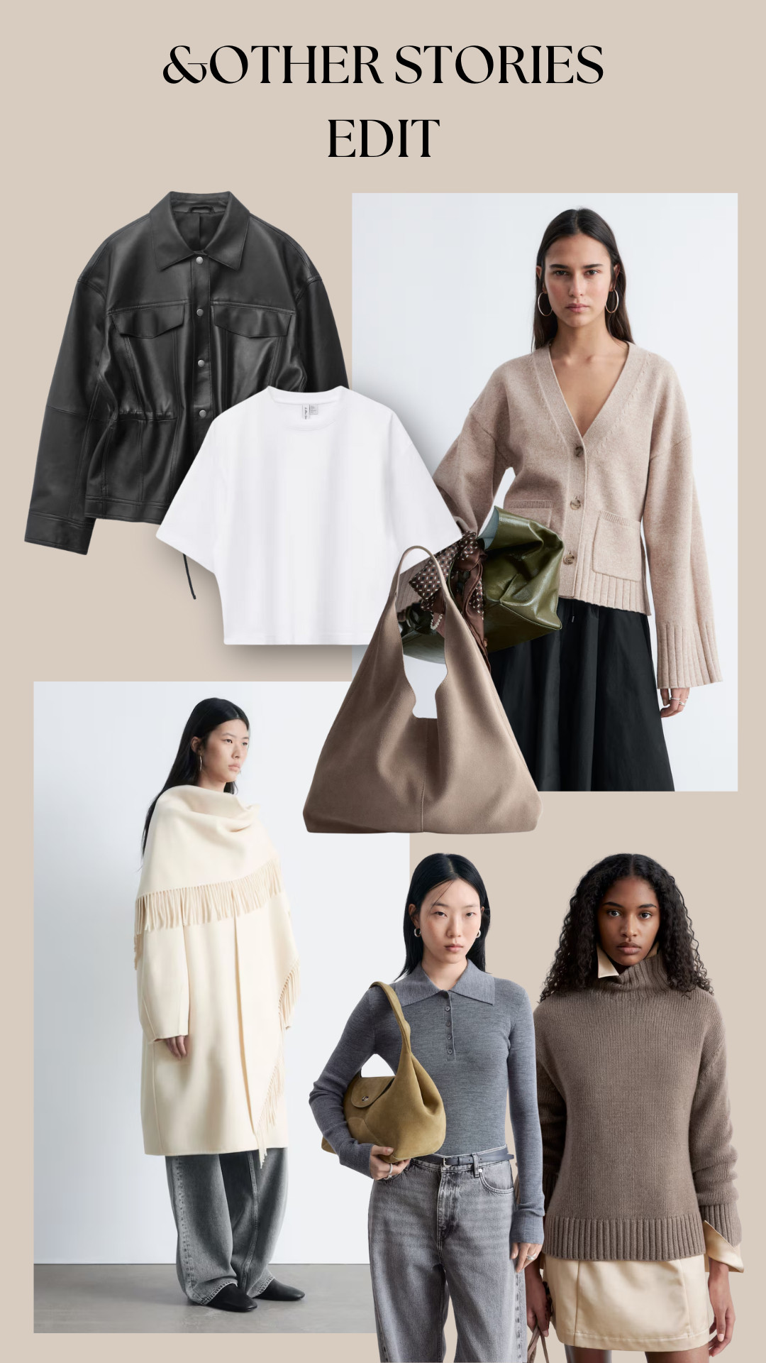 &Other Stories Edit 
Knitwear, Cardigan, Polo Top, White Tee, Classic Suede Tote Bag, Leather Jacket 

 #LTKuk #LTKeurope #LTKstyletip