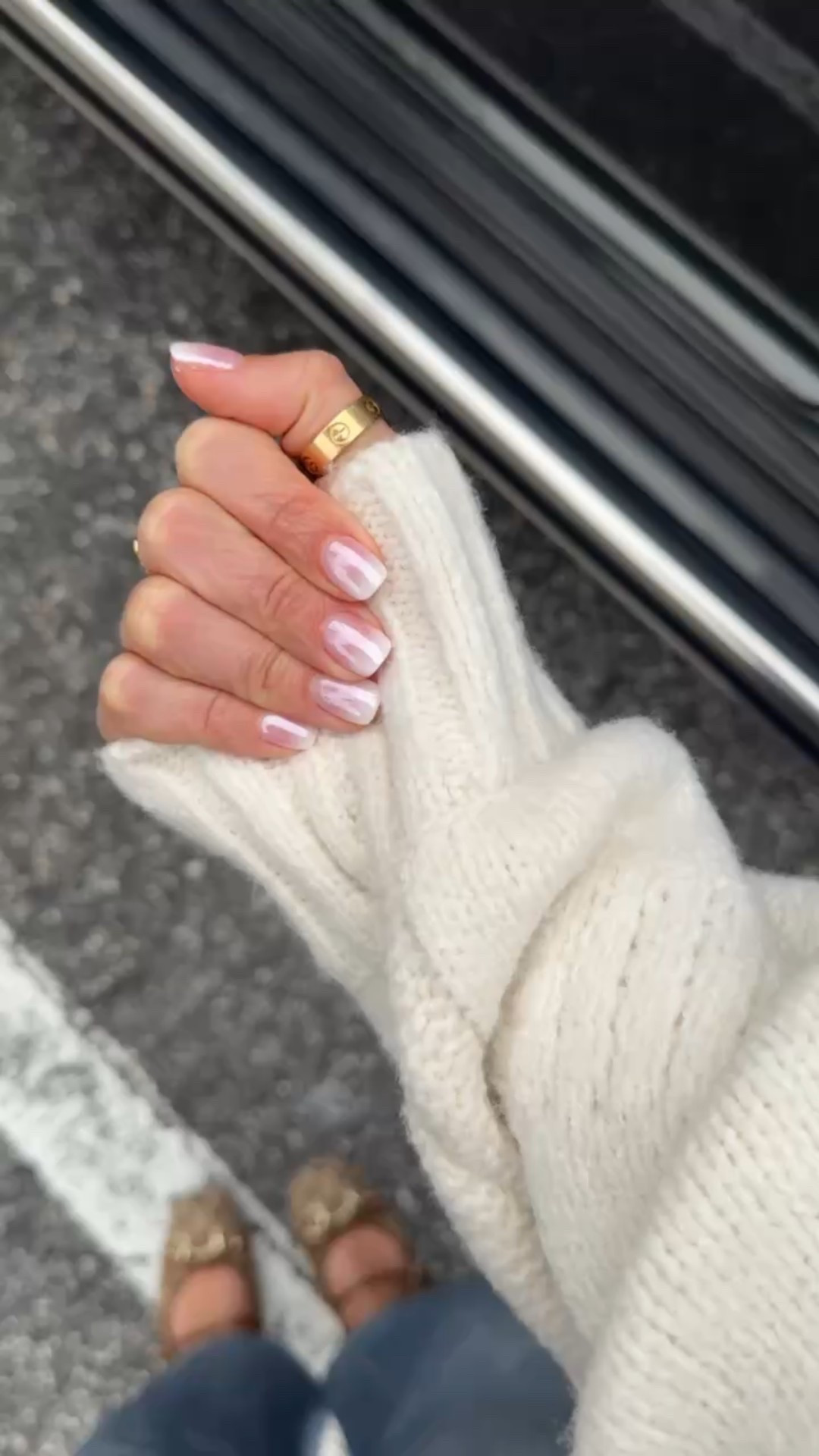 The prettiest nails for spring! Ombre dip with chrome on top! Wedding nails. Neutral nails. My #ootd. Elevated casual outfit. Mom outfit. Rag & Bone Miramar Andi ankle pants in 23 - runs big so size down 1! Sweatpant jeans - the denim look is printed onto the fabric. Cream sweater in XXS. Gucci ballet flats are TTS. Quince belt in XS. 


#LTKootd #LTKBeauty #LTKselfcare