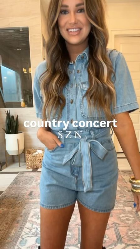 Country concert outfits! 
I’m wearing a size 4 in the denim romper + size M in the dress for reference! 

#LTKSeasonal #LTKFestival #LTKstyletip