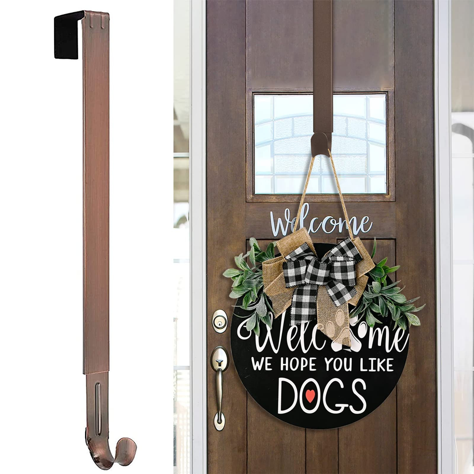 Myfolrena Wreath Hanger Adjustable Door Hanger Wreath Hanger for Front Door 15 to 24inch,Over The... | Amazon (US)