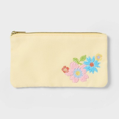 Canvas Pouch with Chenille Floral - Spritz™ | Target