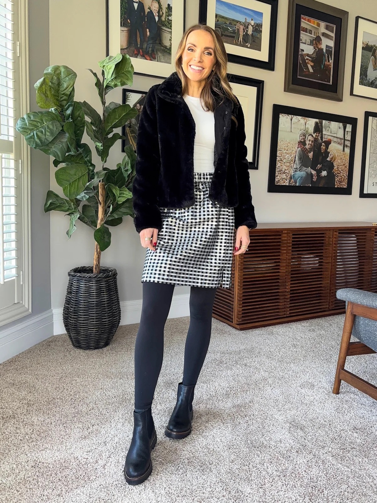 Layered winter look with white @pumiey tee + metallic skirt with tights 

#LTKSeasonal #LTKStyleTip