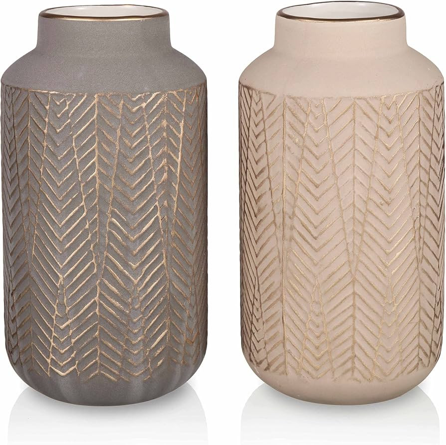 TERESA'S COLLECTIONS Modern Ceramic Vase for Home Decor, Boho Vases for Pampas Grass, Fireplace M... | Amazon (US)