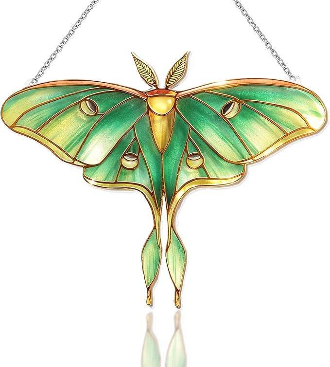 Stained Glass Window Hanging, Luna Moth Suncatcher for Window Decor, Gift for Women Mom Grandma a... | Amazon (US)