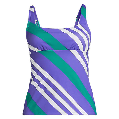 Women's Chlorine Resistant Square Neck Underwire Tankini Swimsuit Top Adjustable Straps | Lands' End (US)